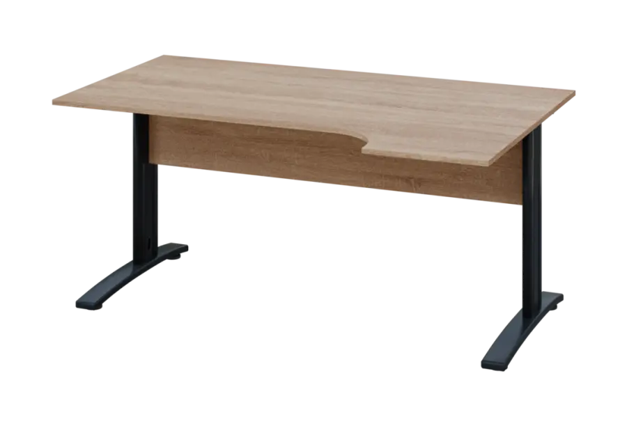 ERK 18 - 164 stůl kancelářský, rohový, pravý, kovová podnož černá, deska 18 mm, široký 1600 mm, dub bardolino